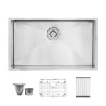 ADA Compliant 32" x 19" x 5-1/2" Stainless Steel Undermount Single Bowl Kitchen Sink with Off-Center Drain – R101R-ADA