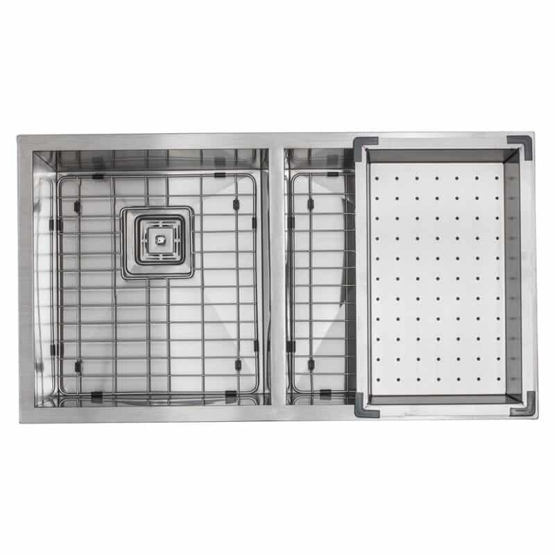 Stainless Steel Zero Radius 50/50 Double Equal Bowl Square Drain