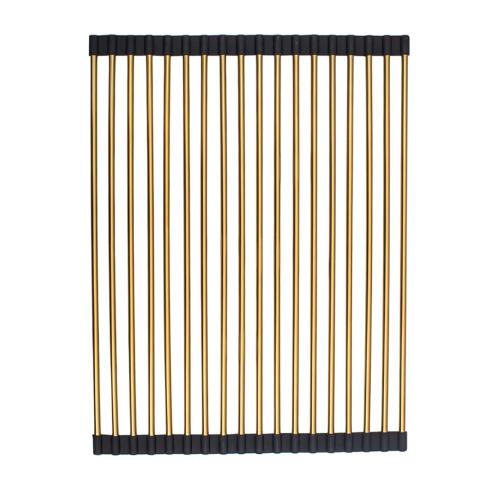 Roll Up Kitchen Sink Drying Rack in Gold Stainless Steel - Strictly Kitchen  + Bath