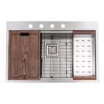 33″ x 22″ x 10" Stainless Steel Dual Mount Workstation Single Bowl 16 Gauge Kitchen Sink | TMR100WS