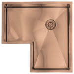 30” Copper Stainless Steel Corner Kitchen Sink Single Bowl 16 Gauge Sink 1/2" Radius | RCOR3030-C