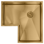 30” Gold Stainless Steel Corner Kitchen Sink Single Bowl 16 Gauge Sink 1/2" Radius | RCOR3030-G