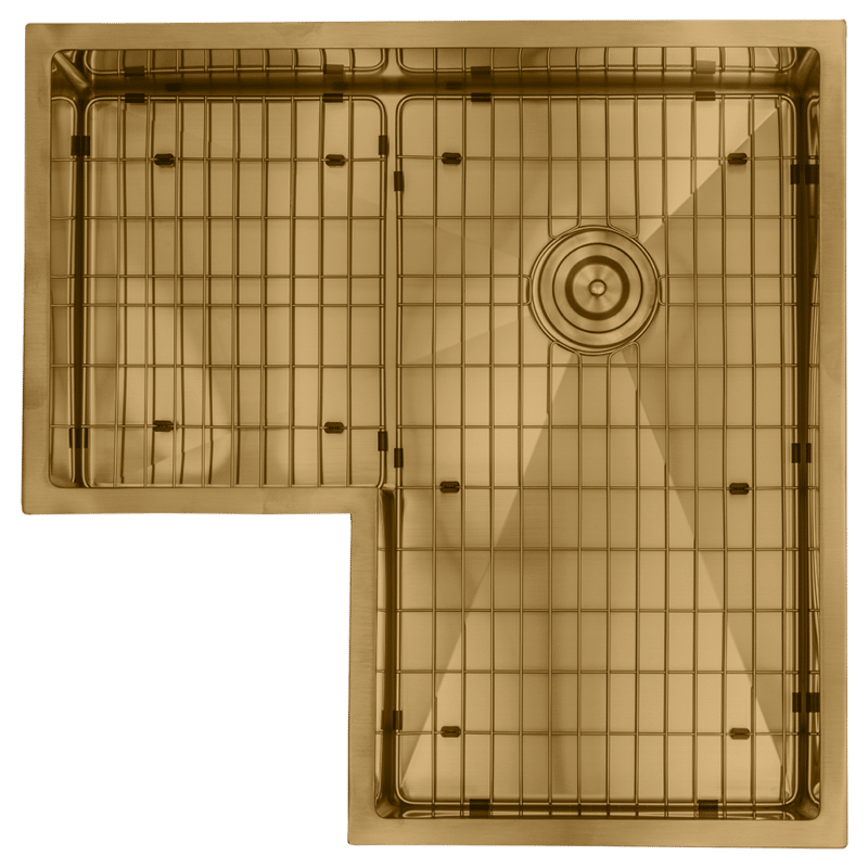 30” Gold Stainless Steel Corner Kitchen Sink Single Bowl 16 Gauge Sink