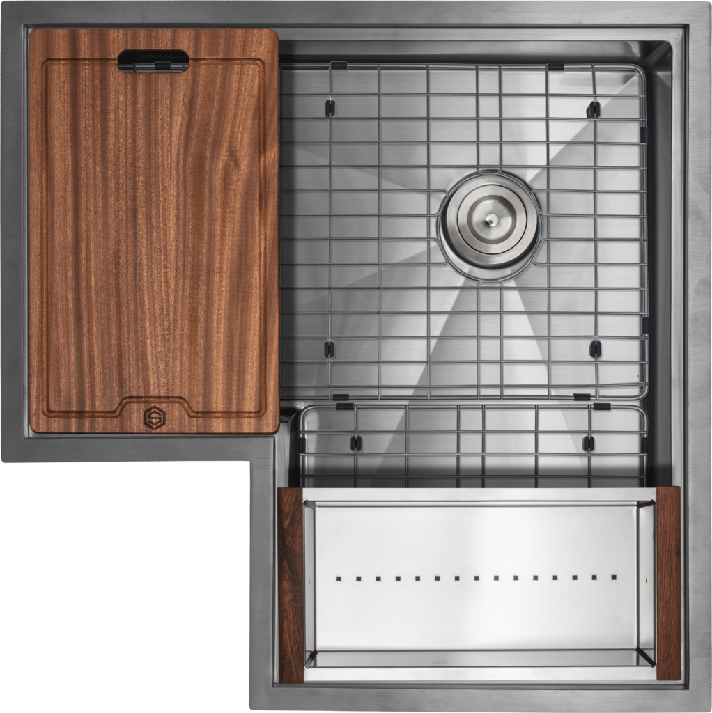 30” Workstation Corner Stainless Steel Kitchen Sink Single Bowl 16