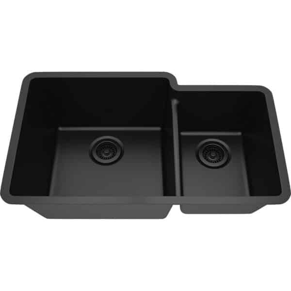 32 X 19 White Fireclay Dual Mount Kitchen Sink FCD3219   Q6040S Black Angled 1x1 Copy 600x600 