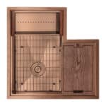 30” Copper Stainless Steel Workstation Corner Kitchen Sink Single Bowl 16 Gauge Sink 1/2" Radius | RCOR3030WS-C