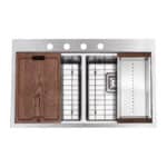 33″ x 22″ x 10" Stainless Steel Dual Mount Workstation Double Equal Bowl 16 Gauge Kitchen Sink | TMR5050WS