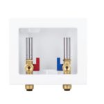 Washing Machine Outlet Box with Center Drain 1/2-inch Push-Fit White, with Stainless Water Hammer Arrestor