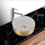 Round Gold Porcelain Luxury Vessel Sink LV1500