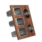 15-5/8" Wood Condiment Board with Stainless Steel Bins for Hosting & Prep - COND-FULL