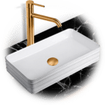 Rectangular Gold Porcelain Luxury Vessel Sink LV1400