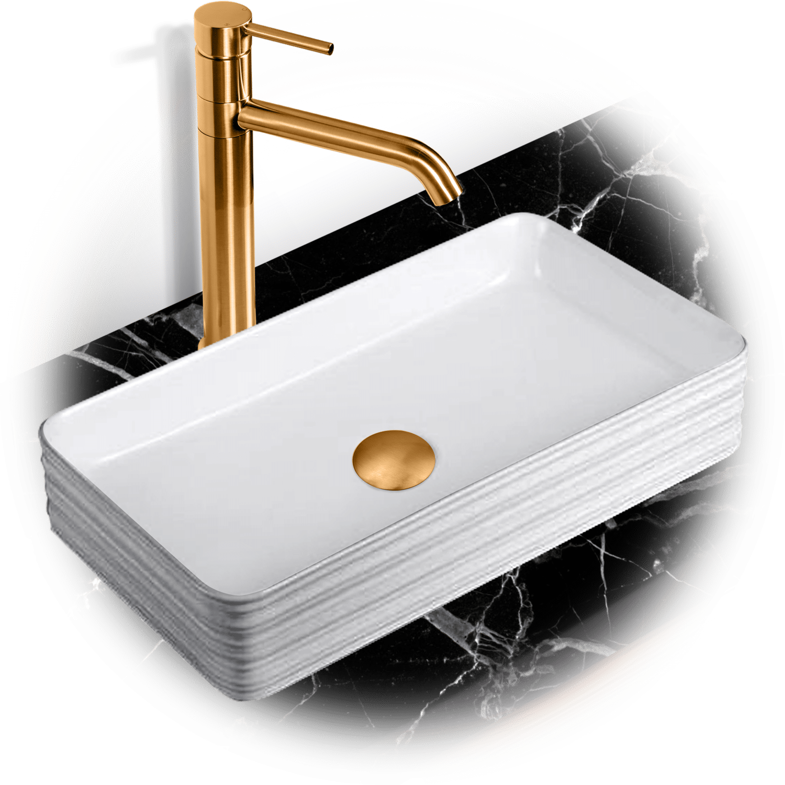 Rectangular Gold Porcelain Luxury Vessel Sink LV1400