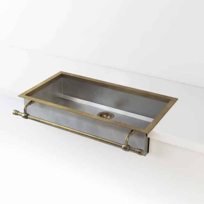 Semi-Recessed Apron-Front Kitchen Sink with Towel Bar - Strictly Sinks