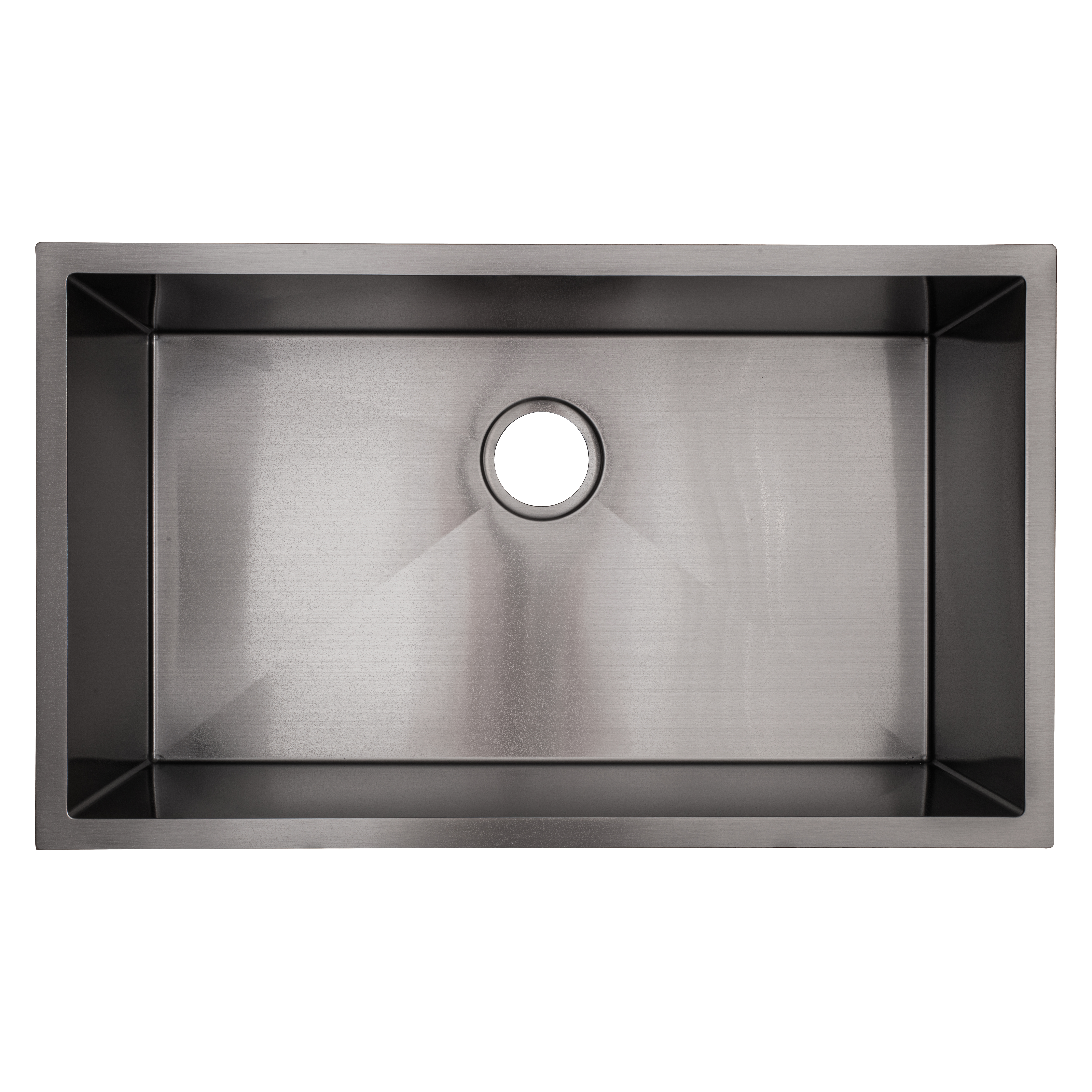 Black Stainless Steel Sink R100C-BLK-18G Top View with No Drain