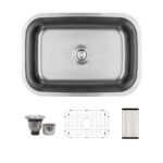 27″ x 18″ x 9″ Stainless Steel Undermount Single Bowl Kitchen Sink with Center Drain - (D25)