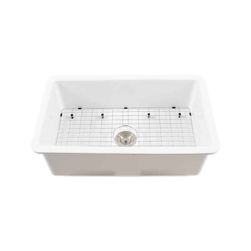 32 X 19 X 10 Fireclay Dual Mount Single Bowl Kitchen Sink FCD3219   0002s 0004 FCD3219 Glossy White Dual Mount Fireclay Kitchen Sink 800x800 