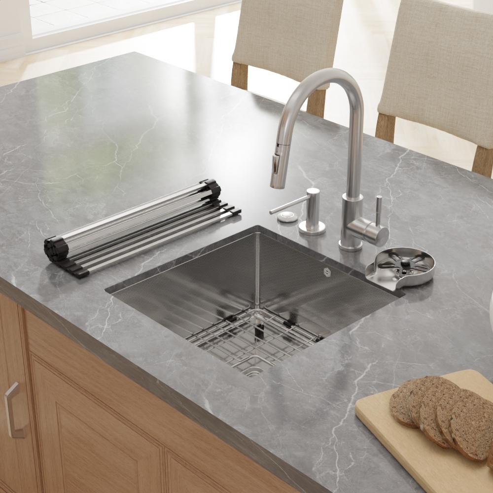 18" x 18" x 9" Stainless Steel Undermount Single Bowl 16 Gauge Bar and Prep Sink - (RB1818S) - Image 4