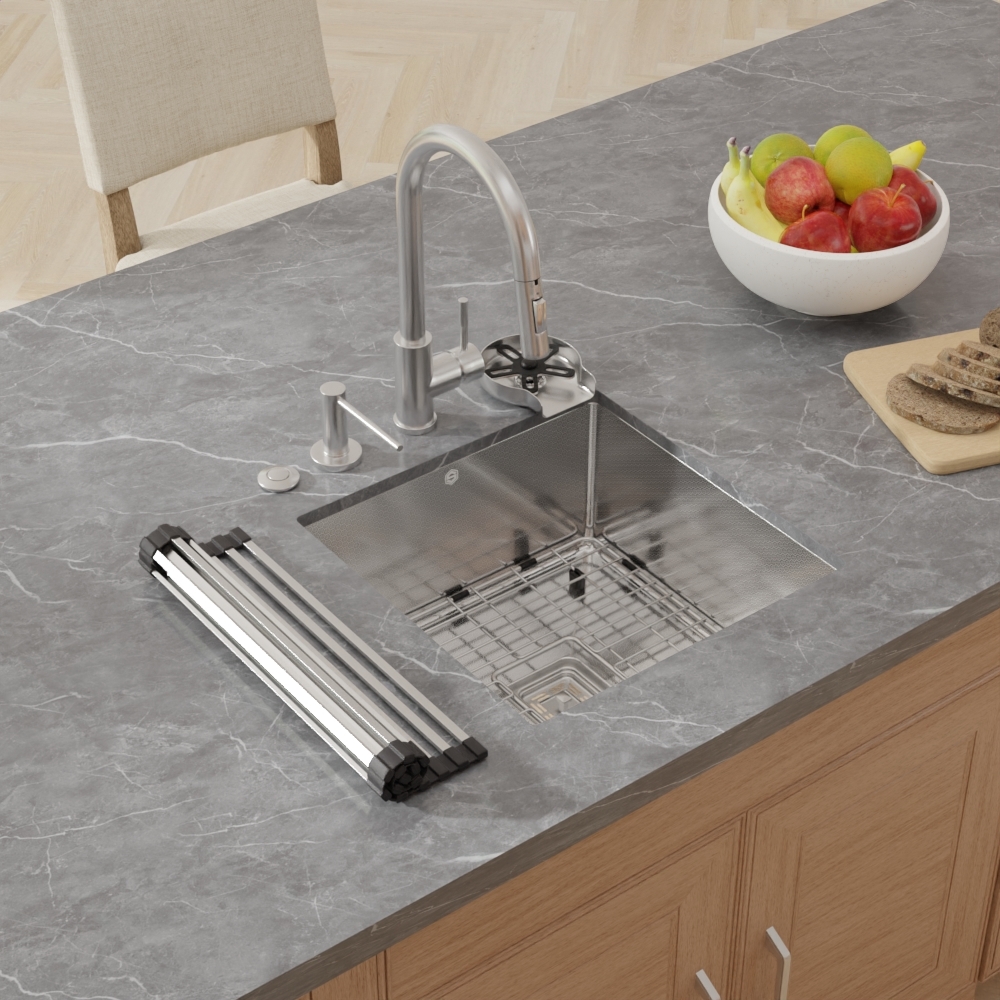 18" x 18" x 9" Stainless Steel Undermount Single Bowl 16 Gauge Bar and Prep Sink - (RB1818S) - Image 3