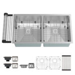 32-3/8″ x 18″ x 9″ Stainless Steel Undermount Double Bowl 16 Gauge 1/2″ Radius Kitchen Sink | R5050S