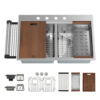 33″ x 22″ x 10" Stainless Steel Dual Mount Workstation Double Equal Bowl 16 Gauge Kitchen Sink - (TMR5050WS)