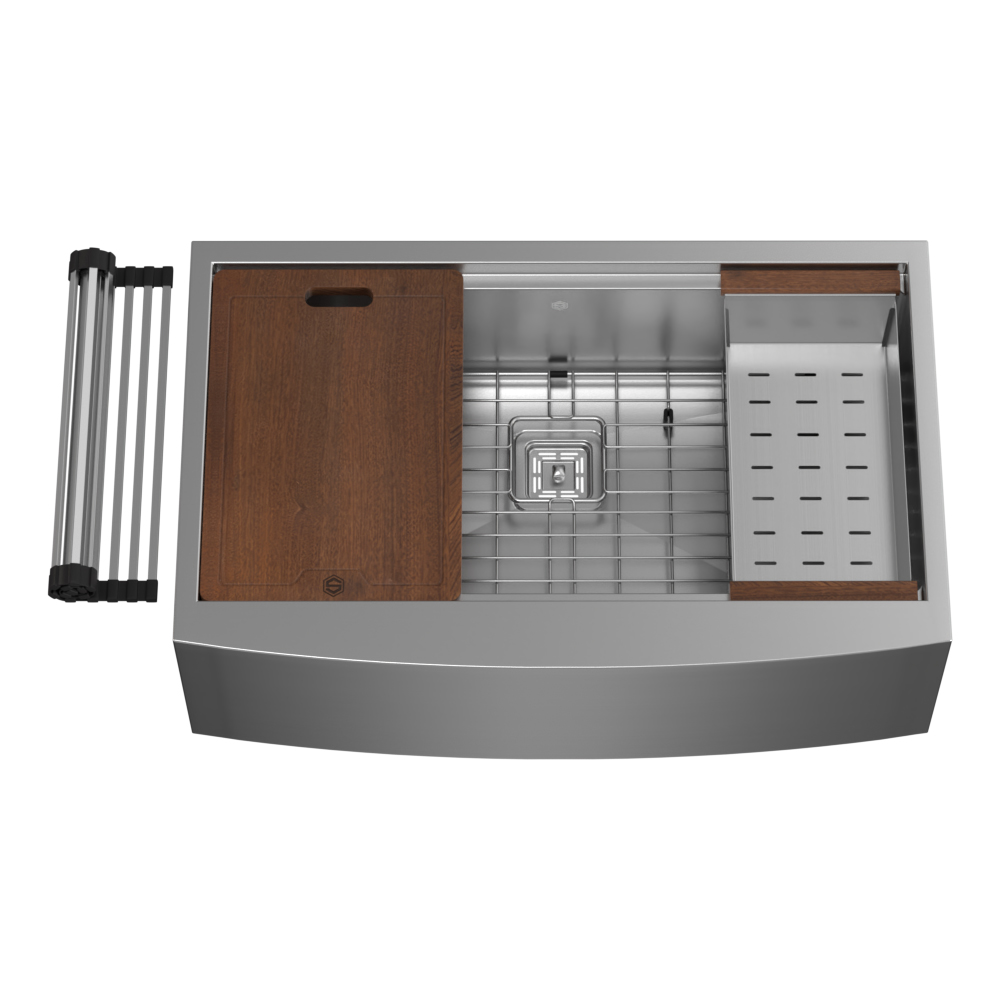 33″ x 21″ x 10″ Stainless Steel Apron Single Bowl Workstation 16 Gauge 1/2″ Radius Kitchen Sink - (SA3321WS) - Image 5