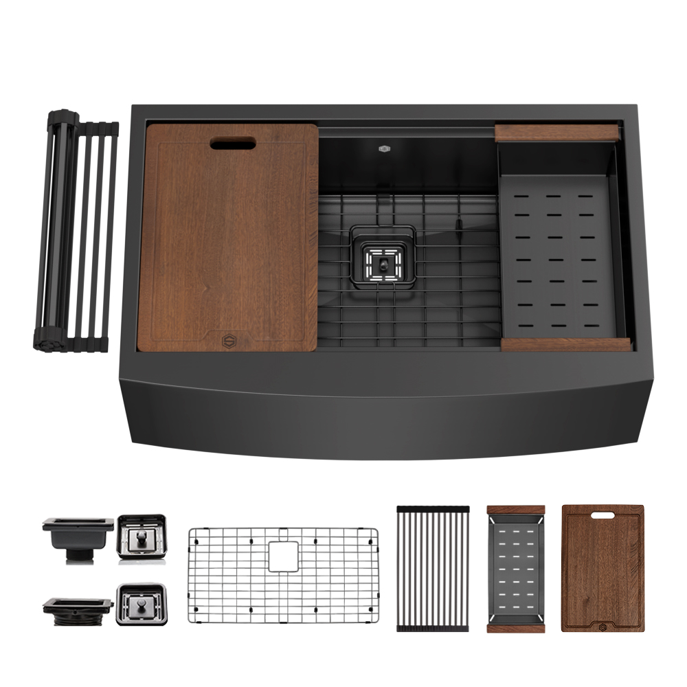 33″ x 21″ x 10″ Stainless Steel Apron Single Bowl Workstation 16 Gauge 1/2″ Radius Kitchen Sink - (SA3321WS) - Image 1