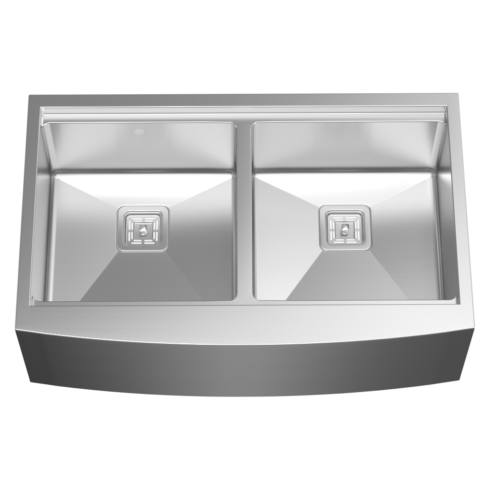 33″ x 21″ x 10″ Stainless Steel Apron Double Bowl Workstation 16 Gauge 1/2″ Radius Kitchen Sink - (SA33215050WS) - Image 7