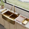 33″ x 21″ x 10″ Stainless Steel Apron Double Bowl Workstation 16 Gauge 1/2″ Radius Kitchen Sink - (SA33215050WS) - Thumbnail Image 13