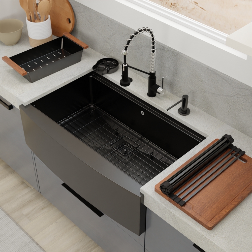 33″ x 21″ x 10″ Stainless Steel Apron Single Bowl Workstation 16 Gauge 1/2″ Radius Kitchen Sink - (SA3321WS) - Image 20