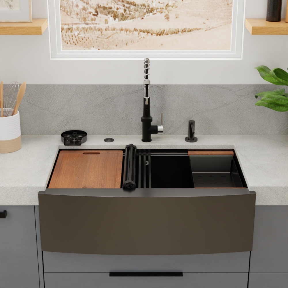 33″ x 21″ x 10″ Stainless Steel Apron Single Bowl Workstation 16 Gauge 1/2″ Radius Kitchen Sink - (SA3321WS) - Image 22