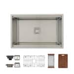 (NEW) 30" x 19-1/2" x 9" Stainless Steel Undermount Single Bowl 16 Gauge Workstation Sink | N28WS