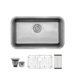 29-3/4″ x 18″ x 9” Stainless Steel Undermount Single Bowl Kitchen Sink with Off-Center Drain - D28