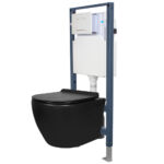 Wall Mount Toilet -  Elongated - Dual Flush - Wall Hung Toilet Tank - Mount in Wall and Hang Toilet - (WMT100)