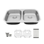 ADA Compliant 32-3/4" x 18-1/2" x 5-1/2" Stainless Steel Double Bowl Kitchen Sink - D5050-ADA