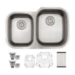 31-1/2" x 20-1/2" x 9" Stainless Steel Undermount 40/60 Double Bowl Kitchen Sink with Off-Center Drains- D4060