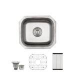 17-7/8″ x 15-7/8″ x 8” Stainless Steel Undermount Single Bowl Kitchen, Bar, and Prep Sink with Center Drain - D16