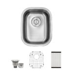 14-3/4″ x 18-3/8″ x 7-1/2” Stainless Steel Undermount Single Bowl Kitchen, Bar, and Prep Sink with Off-Center Drain - D18