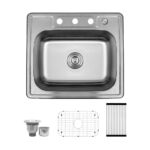25″ x 22″ x 9” Stainless Steel Drop-in Single Bowl Kitchen Sink with Center Drain - (TMD2522)