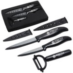 3-Piece Paring Knife Set with Peeler – Black Ceramic Blades with Protective Sheaths - PKP-3PC