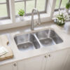 29-3/4" x 18" x 9" Stainless Steel Undermount Double Bowl Kitchen Sink with Off-Center Drains - (D285050) - Thumbnail Image 2